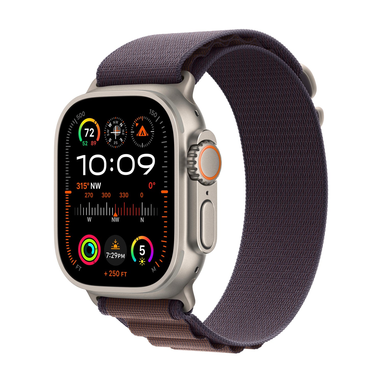 "Apple Watch Ultra 2 GPS + Cellular, 49mm Titanium Case with Indigo Alpine Loop - Medium"
